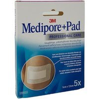3M Medipore+Pad Medicazione adesiva con Tampone Assorbente 5 x 7,2cm, 5pezzi