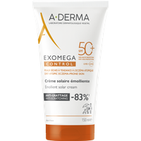 A-Derma Exomega Control - Crema Solare Emolliente SPF50+ Protezione Solare Pelle Atopica Prurito, 150ml