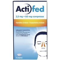 Actifed 2,5mg + 60mg Triprolidina Cloridrato + Pseudoefedrina Cloridrato Congestione Nasale, 12 Compresse