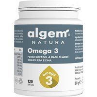 Algem Natura Omega 3 Integratore di EPA e DHA con Vitamina E, 120 Perle Softgel