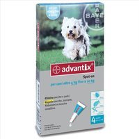 Bayer Advantix Spot-On Antipulci Antipidocchi Cani Da 4 A 10 kg 4 Pipette Da 1ml