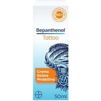 Bepanthenol Tattoo Crema Protezione Solare Molto Alta SPF50+ per Tatuaggio, 50ml