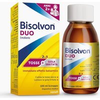 Bisolvon Duo Emolliente Sciroppo Contro Tosse e Gola Irritata Adulti e Bambini 2+, 100ml