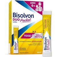 Bisolvon Duo Pocket Sciroppo per Tosse Secca Tosse Grassa Gola irritataAdulti e Bambini 6+, 12 Bustine