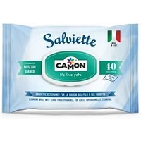 Camon Salviette muschio bianco 40 - Salviette detergenti per il pelo di cani e gatti, 40 pezzi