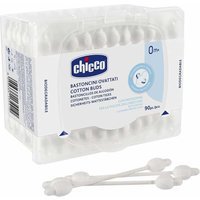 Chicco Bastoncini Ovattati con Protezione per Timpani Igiene Orecchio, 90 Pezzi