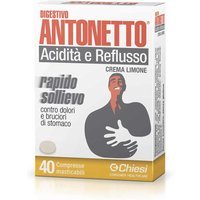 Chiesi Digestivo Antonetto Acidità e Reflusso Crema Limone, 40 Compresse