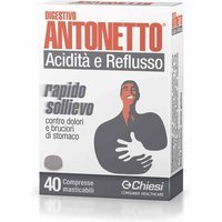 Chiesi Digestivo Antonetto Acidità e Reflusso Rapido Sollievo, 40 Compresse