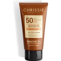 Chrissie Cosmetics Proactive Sun - Crema Solare Viso SPF50 Alta Protezione, 60ml