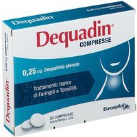 Dequadin 0,25mg Dequalinio Cloruro Trattamento Topico Faringiti e Tonsilliti Aroma Menta e Lime, 20 Compresse