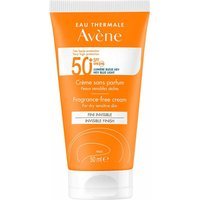 Eau Thermale Avène Crema Senza Profumo SPF 50+ Solare Viso per Pelli Sensibili e Secche, 50ml