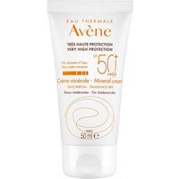 Eau Thermale Avène Crema Solare Schermo Minerale Viso SPF50+ Pelli Intolleranti, 50ml