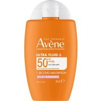 Eau Thermale Avène Ultra Fluid Luminositè Protezione Molto Alta SPF50+ Solare per Pelle Sensibile, 50ml