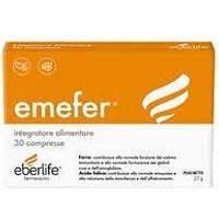 Eberlife Farmaceutici Emefer Integratore di Ferro Vitamina C B12 Rame e Acido Folico, 30 Compresse