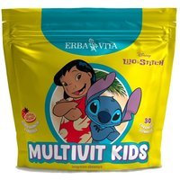 Erba Vita Multivit Kids Integratore di Vitamine e Minerali gusto Arancia e Fragola, 30 caramelle gommose