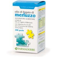 Farmaderbe Olio Fegato di Merluzzo Integratore Alimentare, 200 Perle