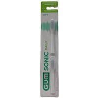 Gum Sonic Daily Testine di Ricambio per Spazzolino a Batteria Bianche, 2testine