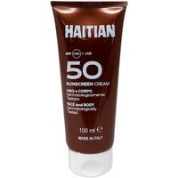Haitian SunScreen Crema Solare Viso e Corpo SPF50 Protezione Molto Alta, 100ml
