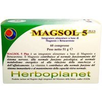 Herboplanet Magsol 5 Plus - Integratore di magnesio e betacarotene per la stanchezza, 60 compresse