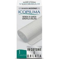 Icopiuma garza in 100% cotone per le medicazioni - Icopiuma benda orlata, 1 pezzo da 7 cm x 5 m