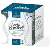 Lady Presteril Assorbenti Esterni Notte con Ali in Puro Cotone, 10 Pezzi