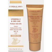 L'Erbolario Crema Viso Vitamina C e Oro - Crema perfezionatrice illuminante chiara con SPF15, 50 ml