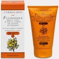 L'Erbolario FluidoSole SPF20 Viso e Corpo Crema Solare Anti-tempo, 125 ml