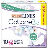 Lines Cotone Bio - Assorbenti Ultra Giorno con Ali, 12 assorbenti in eco pack