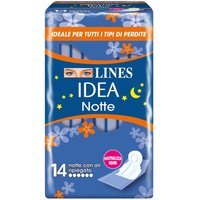 Lines Idea - Notte Assorbente Extralungo con Ali ripiegate, 14 assorbenti