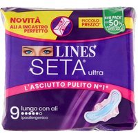 Lines Seta Ultra - Assorbente Lungo con Ali per Flussi Intensi, 9 assorbenti