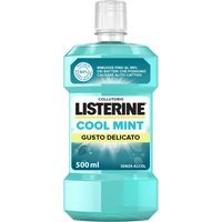 Listerine Cool Mint Collutorio 0% Alcol Gusto Menta con Oli Essenziali Antibatterici Menta Timo Senza Alcool Igiene Orale Completa, 500ml