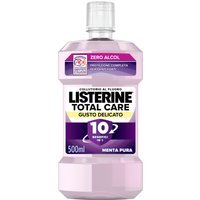 Listerine Total Care Collutorio 0% Alcol Gusto Menta Pura al Fluoro 10 Benefici in 1 Protezione Completa e Denti più Forti, 500ml