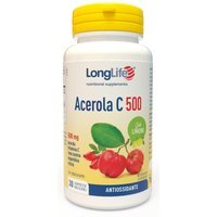 LongLife Acerola C500 Limone - Integratore antiossidante masticabile con vitamina C, 30 compresse
