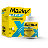 Maalox Reflurapid Blocca il Reflusso Neutralizza il Bruciore da Iperacidità, 40 Compresse