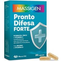 Massigen Pronto Difesa Forte Integratore Echinacea Zinco Vitamina C e D, 20 Capsule
