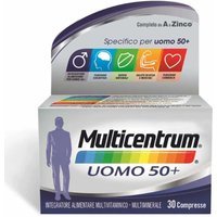 Multicentrum Uomo 50+ Integratore Vitamine Minerali Vitamina C B6 Zinco, 30 Cpr