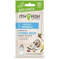 MyMask Maschera viso biologica Hydra Rich - Maschera idratante e illuminante con argan e cocco, 8 ml