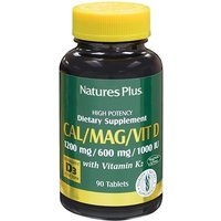 NaturesPlus Calcio Magnesio Vitamina D3 con Vitamina K2, 90 tavolette
