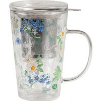Neavita Herbarium - Tazza Infusiera Vetro con Fiori Capacità 300ml, 1 Pezzo