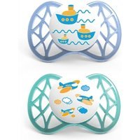 Nuvita Air 55 Set da 2 Succhietti con Tettarella Ortodontica in Silicone 0-6 mesi colore Blu e Tiffany
