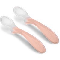 Nuvita Easy Eating Set di 2 Cucchiai in Silicone 6+ mesi colore Rosa, 2 cucchiai