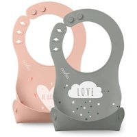 Nuvita Squashy Bavaglini in Silicone Rosa e Verde, 2 bavaglini