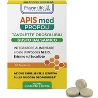 Pharmalife Research APIS med Propoli - Integratore Alimentare Vie Respiratorie gusto Balsamico, 30 Tavolette Orosolubili