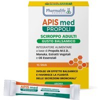 Pharmalife Research APIS med Propoli - Sciroppo Adulti Balsamico Integratore Secrezioni Bronchiali, 15 stick