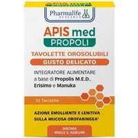 Pharmalife Research APIS med Propoli Integratore Alimentare Vie Respiratorie gusto Delicato, 30 Tavolette Orosolubili