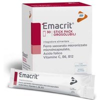 Pharma Line Emacrit Orosolubile Integratore di Ferro Acido Folico, 30 Stick Pack