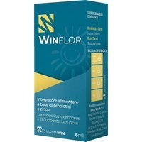 Pharmawin Winflor - Integratore probiotici e zinco per la flora intestinale, gocce da 6 ml