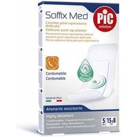 Pic Cerotto antibatterico Soffix Med - Medicazione assorbente post-operatoria, 5 pezzi da 15x8 cm
