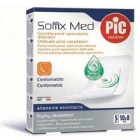 Pic Cerotto Soffix Med - Cerotto post-operatorio antibatterico per le ferite, 5 pezzi da 10x8 cm