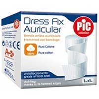Pic Dress Fix Auricolar - Benda orlata cotone per medicazioni auricolari, 1 pezzo da 1 cm x 5 m